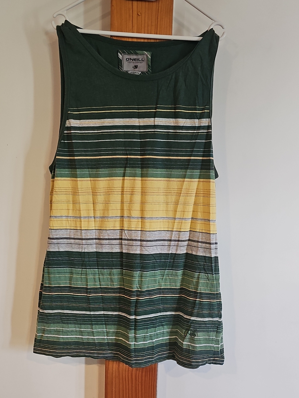 O'Neill Green and Yellow Striped Sleeveless Tank